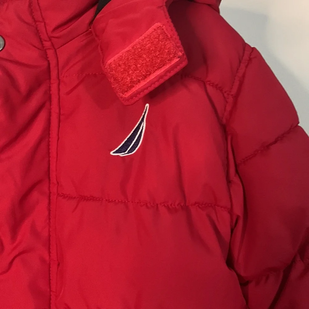 Nautica Toddler Boys Jaket Red Black Water Resistant Lightweight Hooded Size:7 - Picture 2 of 14